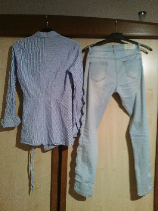 bluzka koszulowa H&M- S, spodnie jeansy- S/M  158-164cm