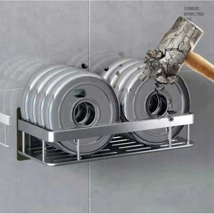 2 szt półka pod prysznic srebrna stalowa samoprzylepna ścienna