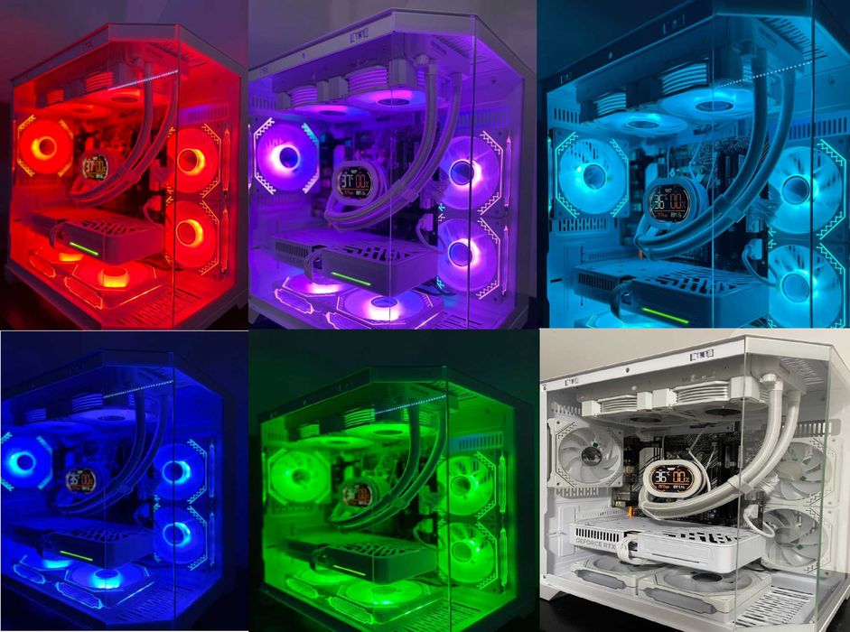 Mocny Komputer Gamingowy RTX 5060 8GB / R5 5500 / 32 Ram / SSD+HDD / W11 / Do Gier / Bialy ARGB