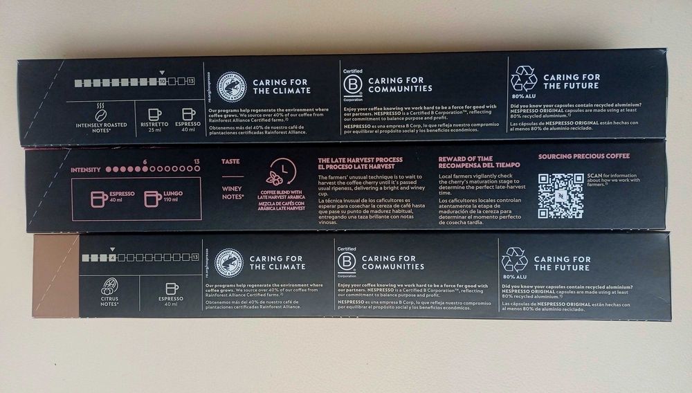 Trzy kapsułki Nespresso Original