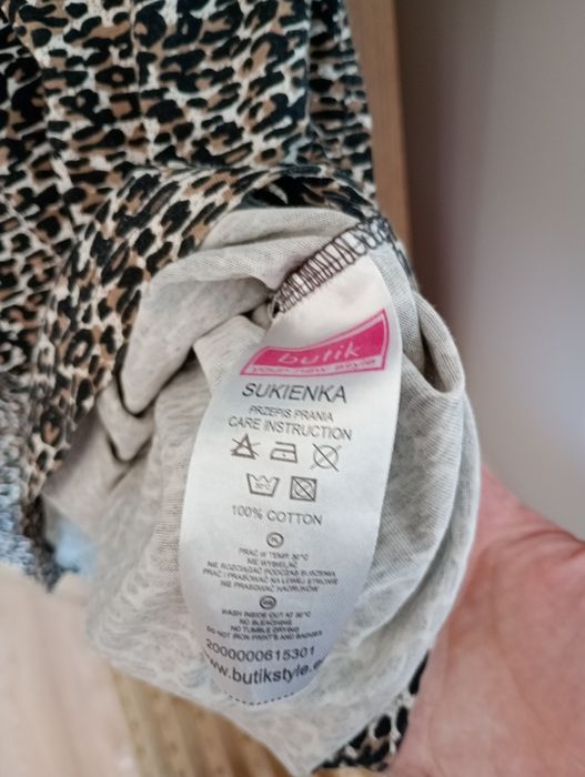 Sukienka w panterkę panterę na lato krótka brązowa butik m 38 modna