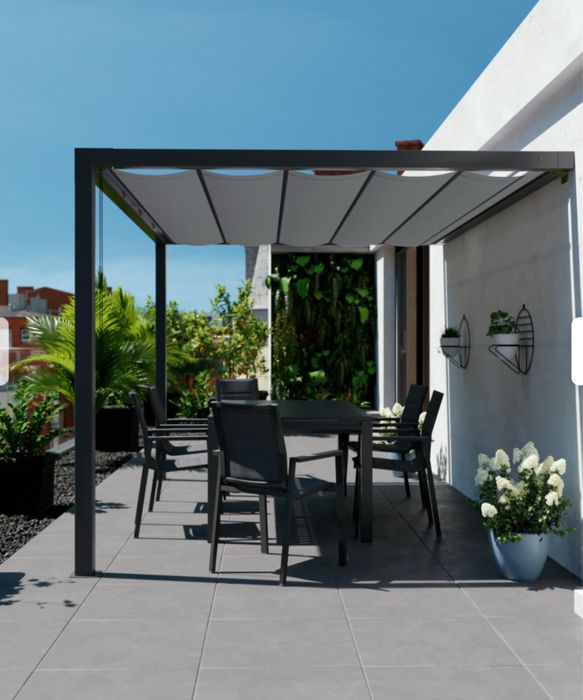 Pawilon ogrodowy pergola Manea 260x350x220 cm przyścienny antracyt
