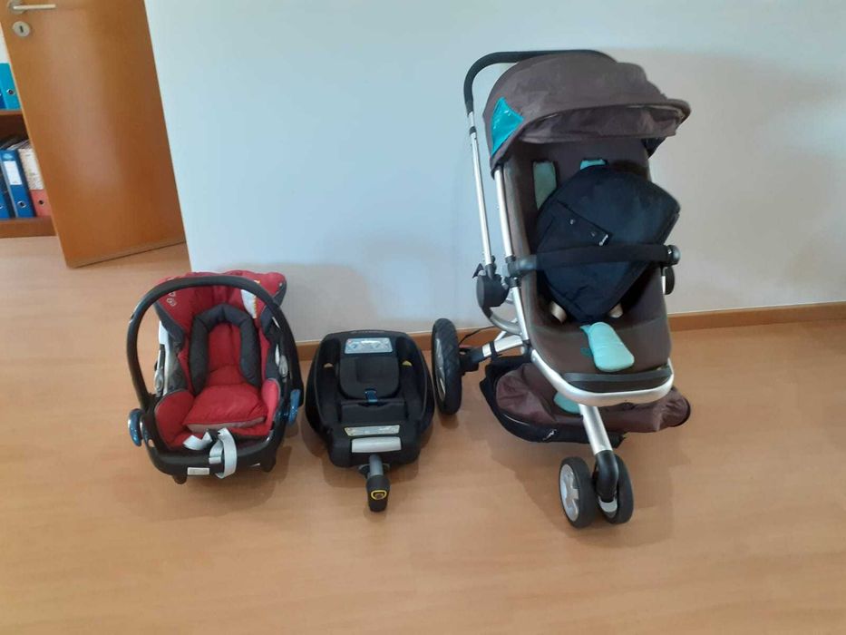 Conjunto de Carrinho Quinny Buz, Base para cadeira e cadeira Maxi-cosi