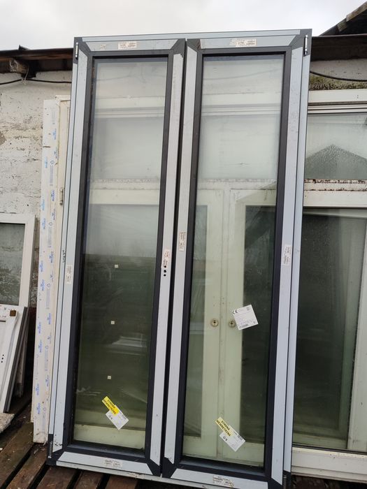 Drzwi balkonowe antracyt 3 szyby   125 x 230