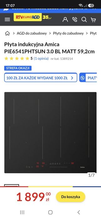 Płyta indukcyjna Amica PIE6541PHTSUN 3.0 BL MATT 59,2cm
