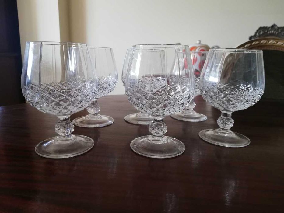 Conjunto de 6 copos de conhaque em Cristal d'Arques