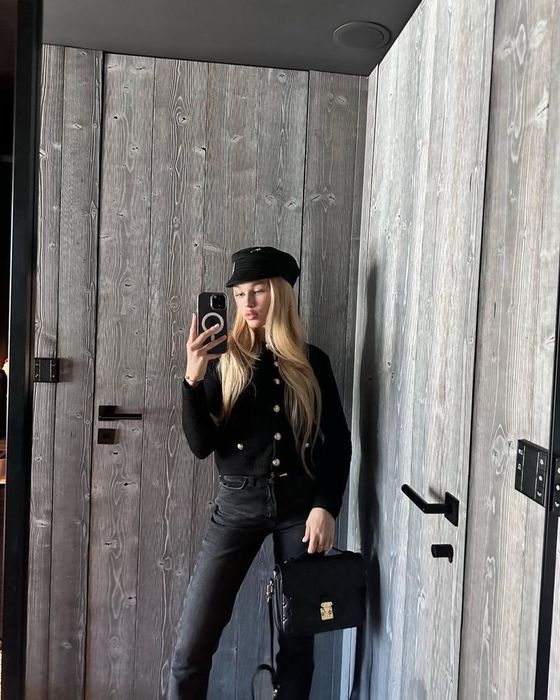 Кардиган Massimo dutti кофта бомбер з гудзиками чорний класичний lbtm