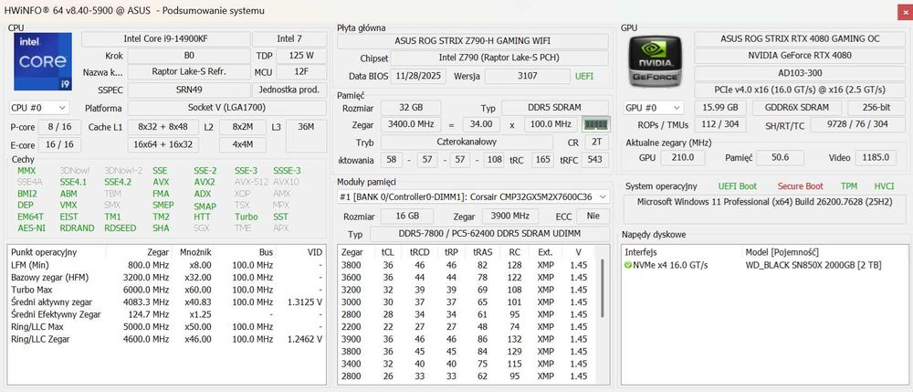 Gamingowy potwór RTX 4080 SUPER | i9-14900KF | 32GB DDR5