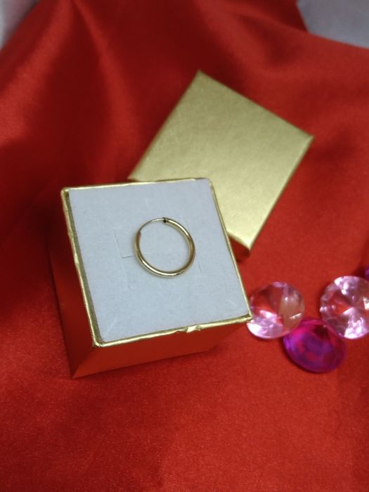 Pojedynczy złoty koczyk kółko, złoto próby 585