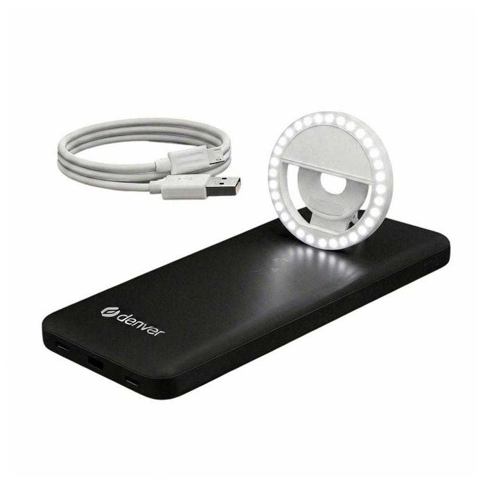 PACK VIAGEM Powerbank 10000mAh + Anel de Luz Ringlight + cabo USB
