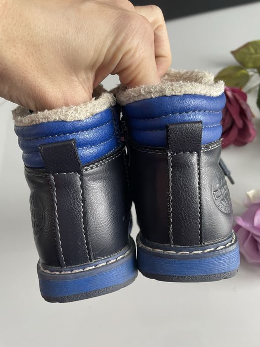 Buty kozaki na zimę zimowe śniegowce polarek w środku 22 granatowe