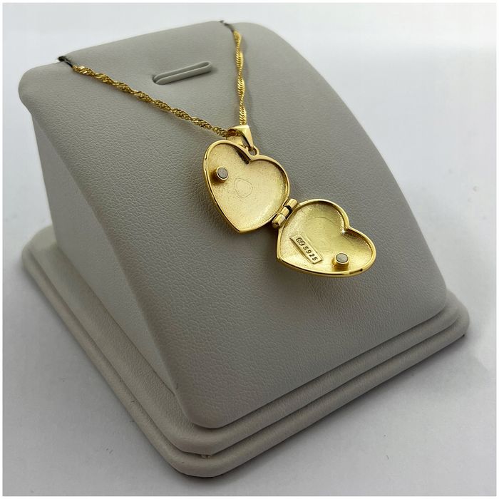 Złoty Naszyjnik Serce Otwierane Sekretnik Puzderko Duża Zawieszka + Gr
