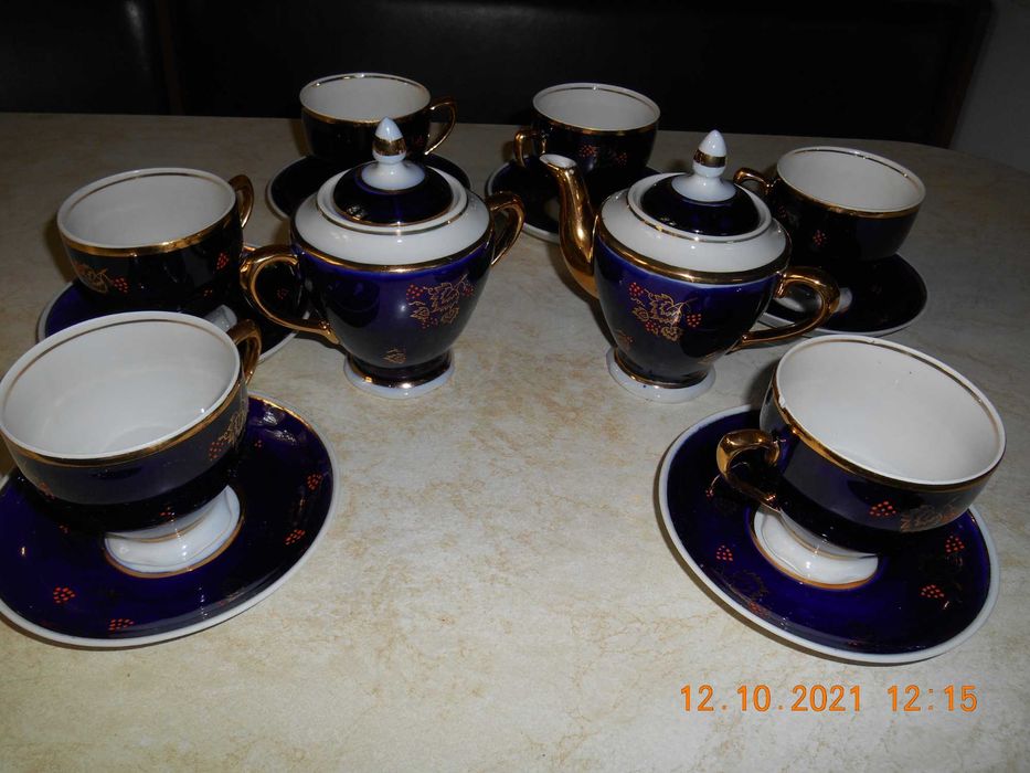 чайный сервиз кобальт с золотом