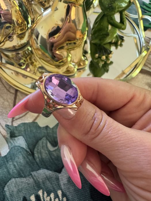 Pierścionek kamień fioletowy Premium