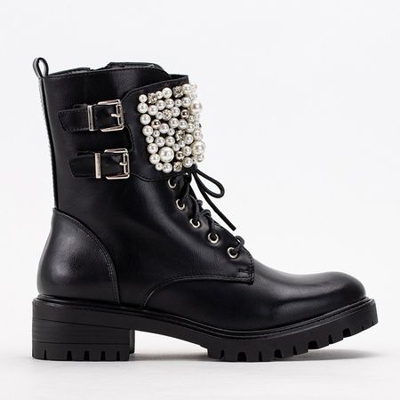 LAKIEROWANE 36 37 38 MATOWE 39 40 41 Botki workery z perłami perełkami