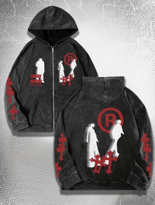 Чорна оверсайз худі на блискавці