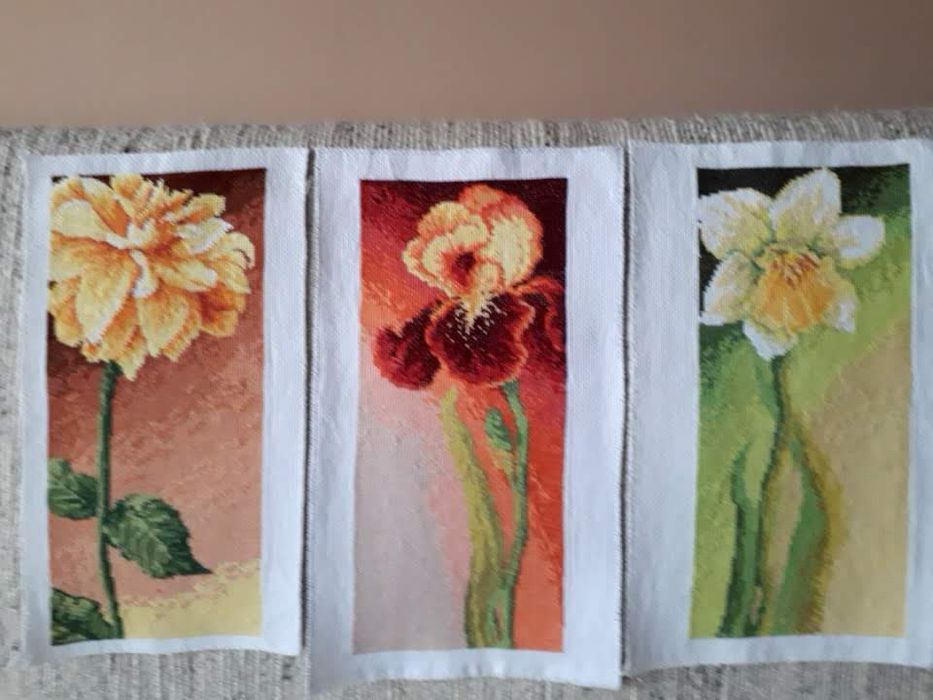 Obrazy ręcznie haftowane 3szt.