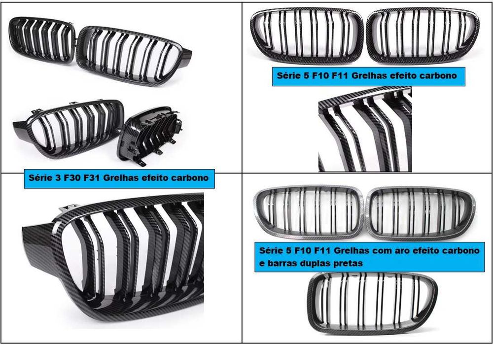 Grelhas frontais BMW série 3 F30 F31 série 5 F10 F11  efeito carbono a partir de €50,00
