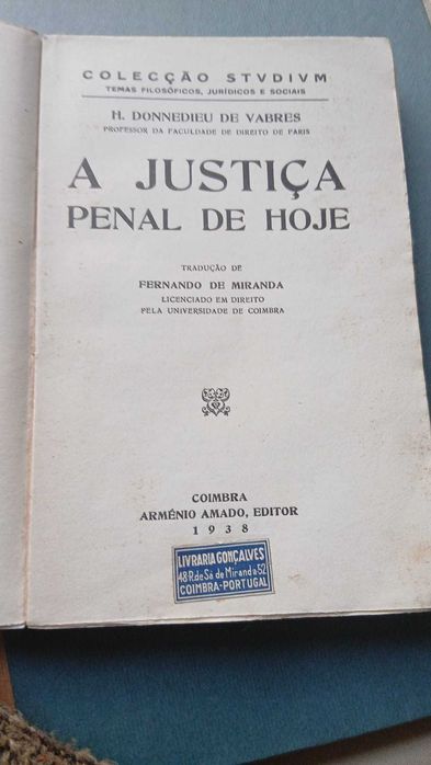 H. Donnedieu de Vabres, A Justiça Penal de Hoje