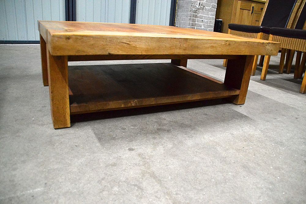 Stolik kawowy dębowy, ława, duży masywny 110x110 cm lite drewno. Raty