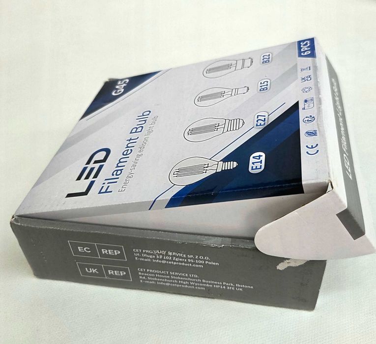 lâmpadas led filamento g45 e27 4w 2200k – pack de 6