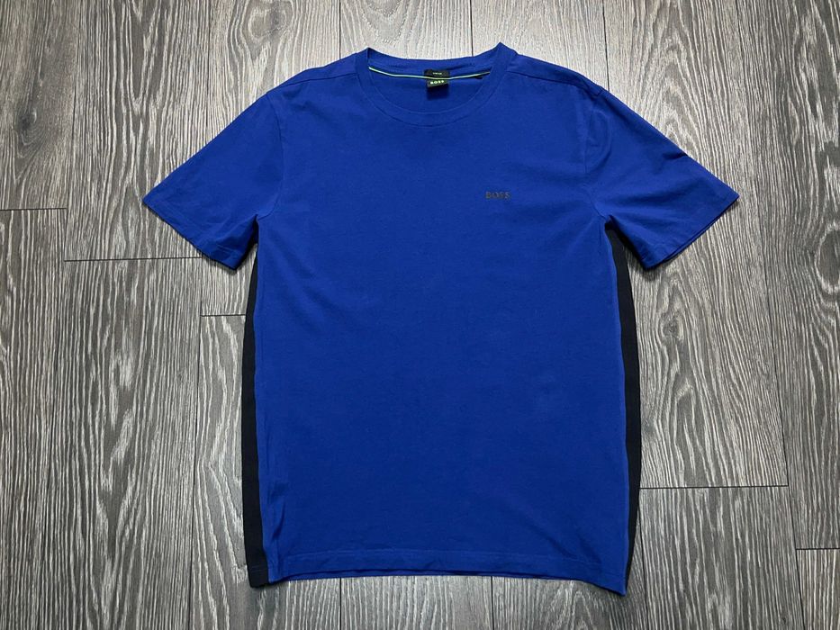 Hugo Boss Tee Tape оригінальна чоловіча футболка з нових колекцій оригінал синя котон розмір XL