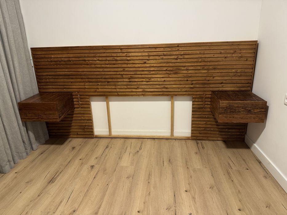 Cabeceira de cama rústica em madeira