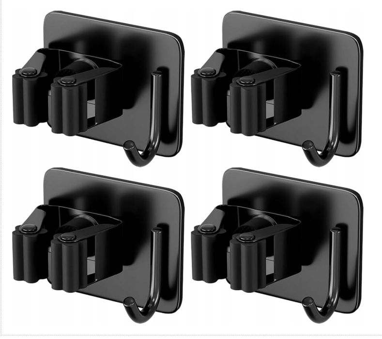 WIESZAK ścienny na Ręcznik Mop Miotła 4 SZTUKI Uchwyt do Łazienki i Kuchni