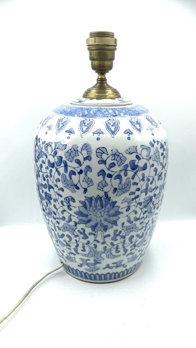Grandioso candeeiro em ceramica chinêsa flôr lótus, sec 19