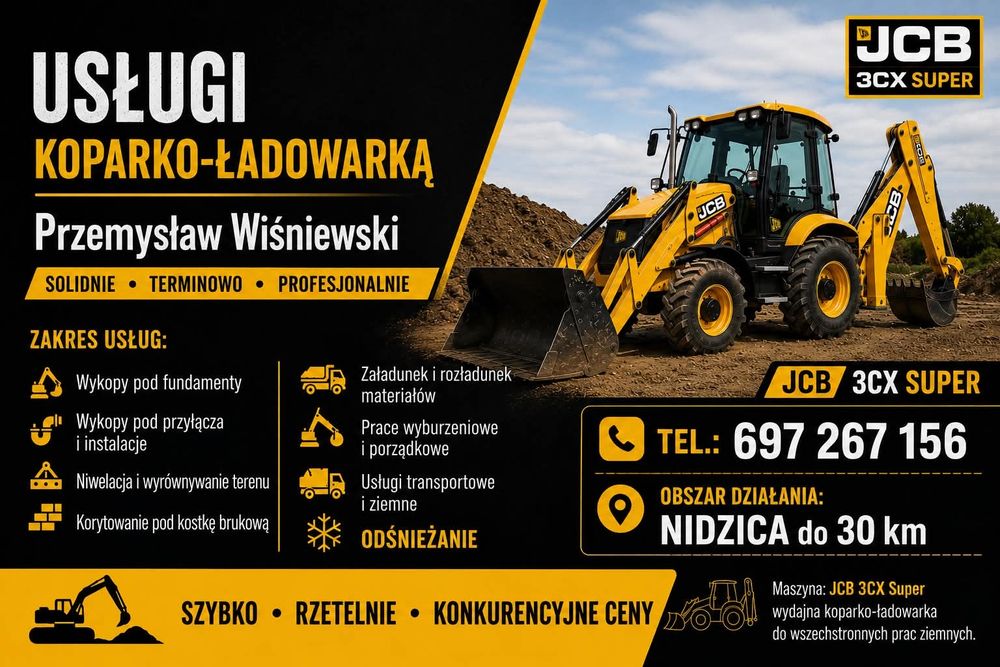 Usługi koparko-ładowarka