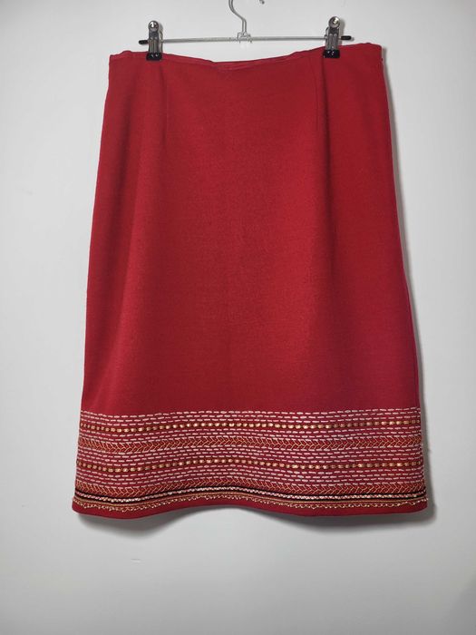 Piękna czerwona wełniana spódnica L 40 wełna 100% unikatowa wyjątkowa