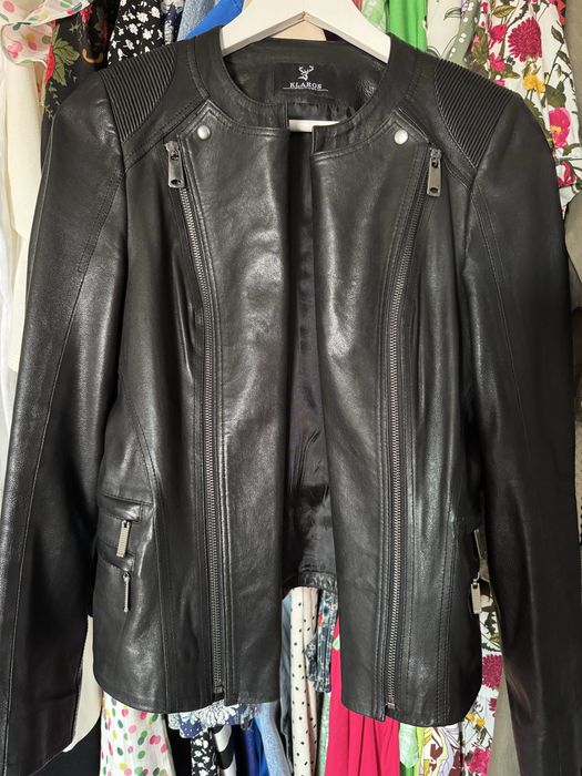 Куртка натуральна шкіра, косуха, шкірянка, кожанка, черная.