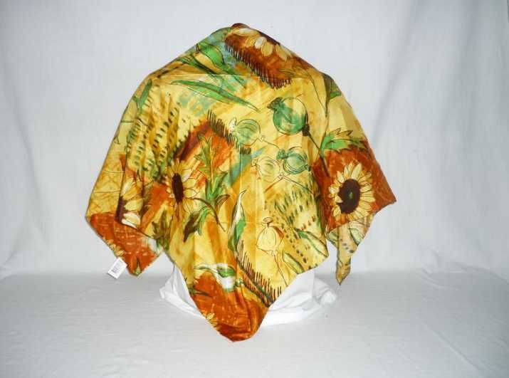 Germany 100% Seide шовкова хустка 100% шовк принт соняшники край роуль