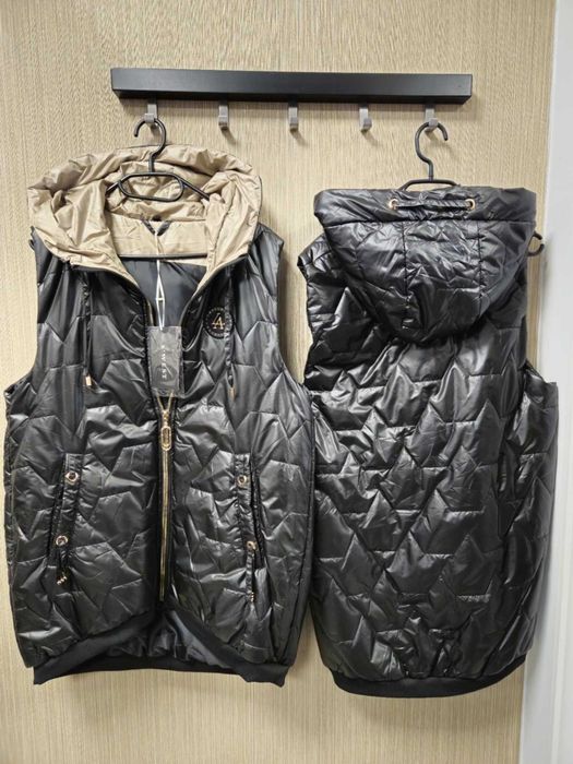 Kamizelka czarna 6XL, pikowana długa klasyczna !!!