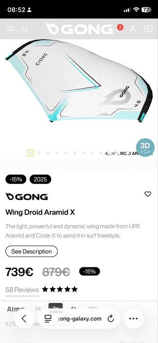 Wing Gong Droid Aramid X 2,5m 2025 Nova