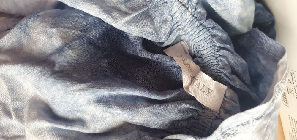 Niebiesko biała bluzka hiszpanka w falbany tie dye XL