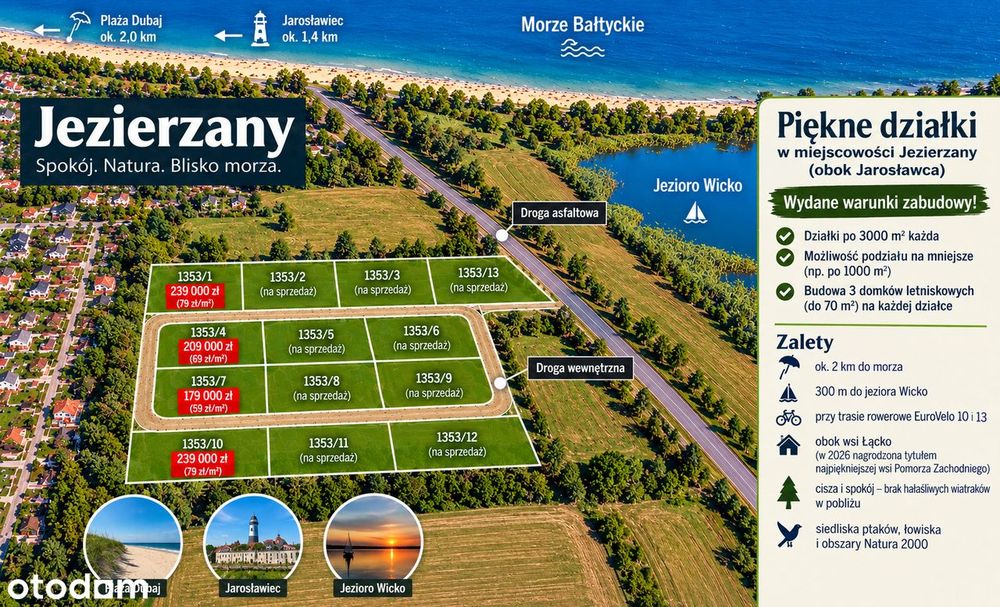 Działka morze i jezioro - Jezierzany/ Jarosławiec (Warunki Zabudowy)