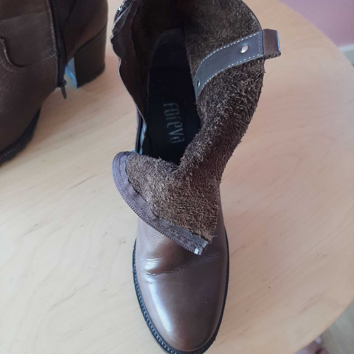 Botins Pele Castanho 37 Foreva