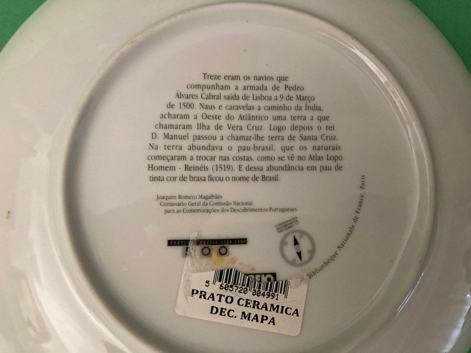 Prato Decorativo em porcelana Descobrimentos Portugueses Brasil