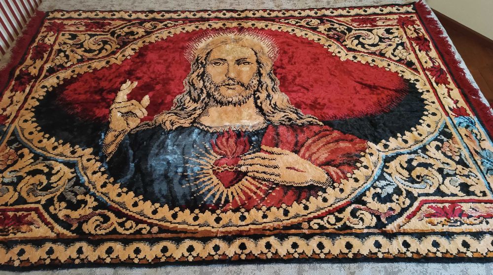 Painel decorativo-sagrado coração de jesus-tecido veludo antigo.