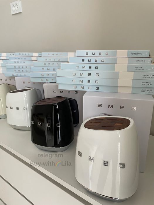 Ножі Smeg + підставка в повному пакуванні кольори в асортименті