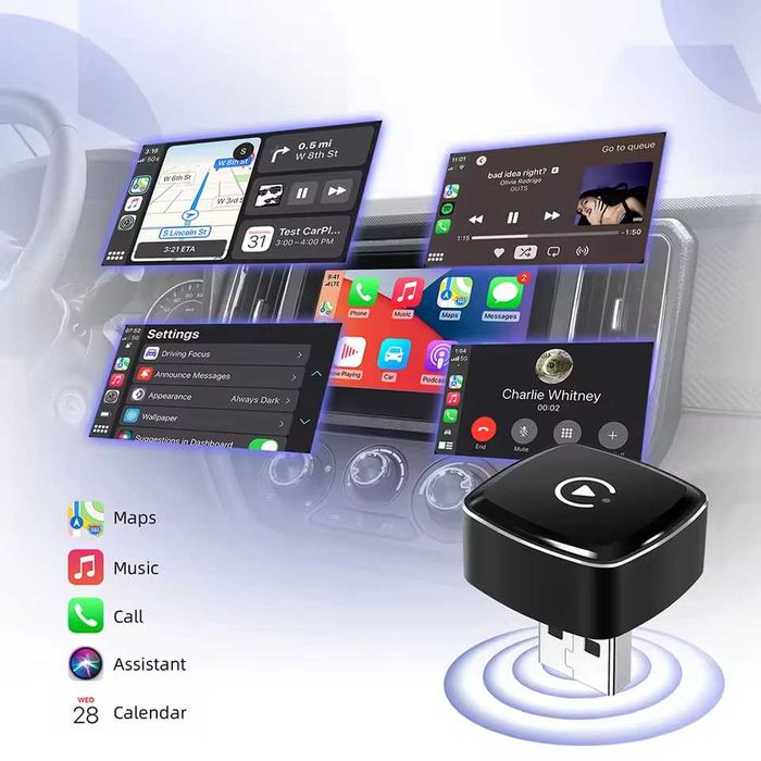 Anyfar Adaptador 2 em 1 Wireless CarPlay e Android Auto 2026 – USB Plug & Play WiFi 5.8GHz NOVO