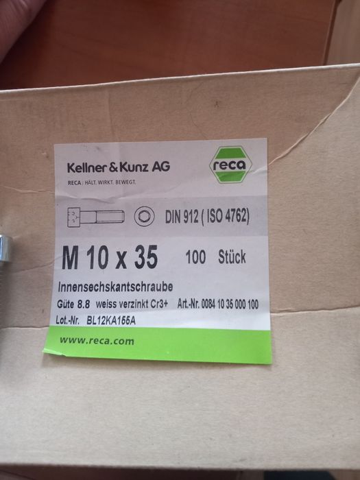 Śruby imbusowe M 10x35 DIN 912 KL 8.8