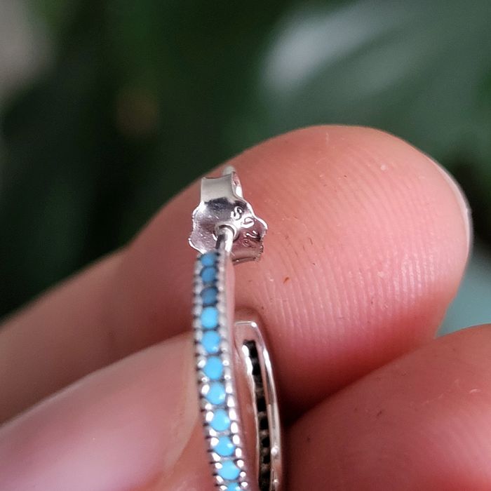 Срібні сережки кільця з бірюзою