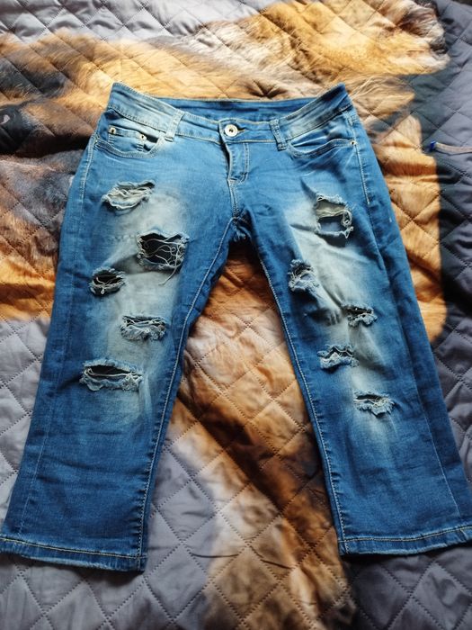 Rybaczki jeansowe z dziurami M/L