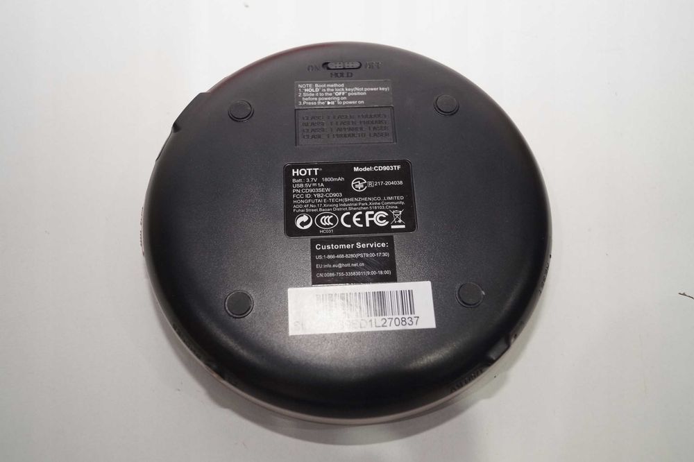 1882 Przenośny odtwarzacz CD Discman HOTT CD903TF Bluetooth HIFI