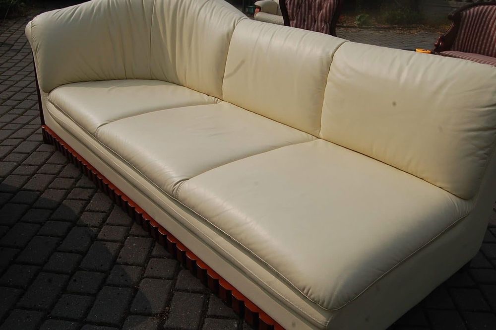 Kanapy komplet ecru skóra