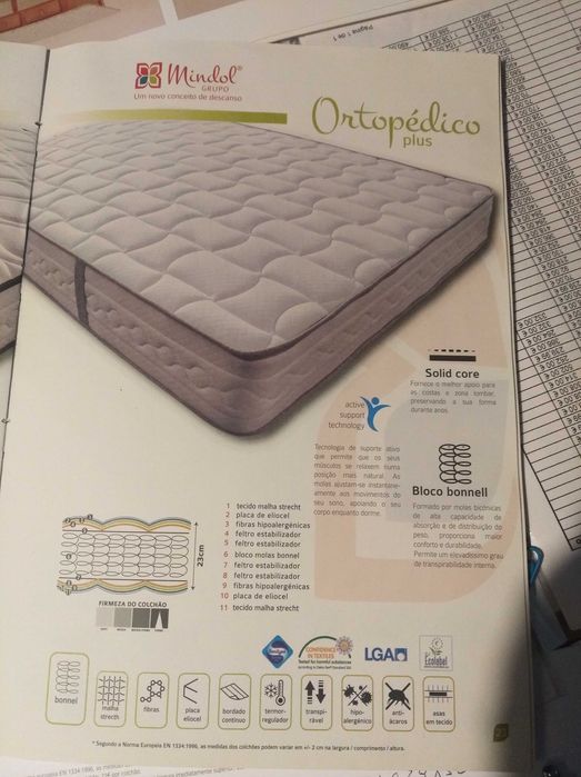 Colchão casal 195 x 140 Ortopédico Plus, NOVO