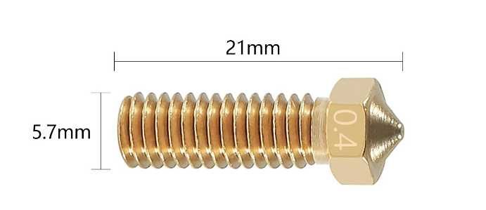 Bicos Impressora 3D - 21mm/5,7mm(M6)