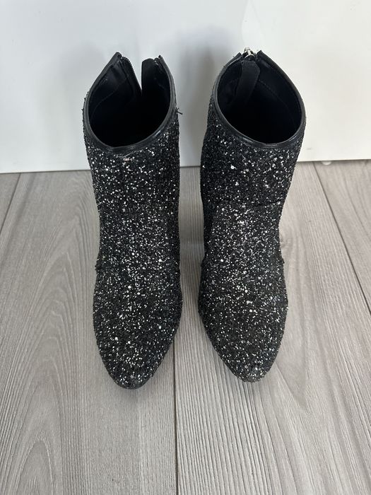 Guess botki brokatowe czarne srebrne cekiny 38 kowbojki